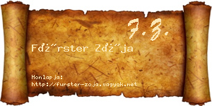Fürster Zója névjegykártya